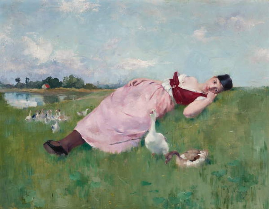 Detail of The Goose Girl by Albert-Emile Artigue