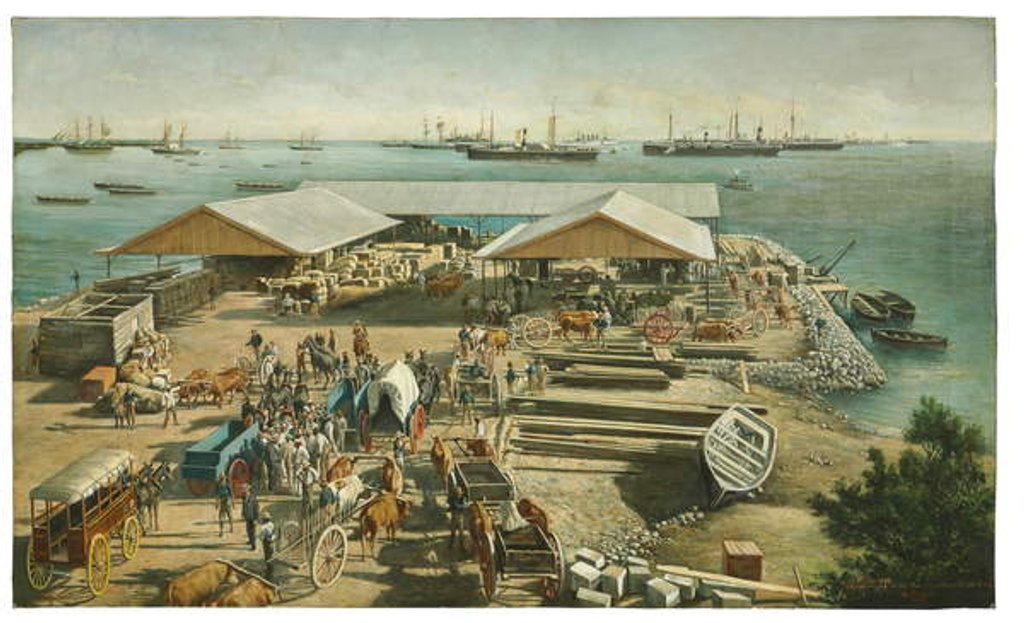 Detail of Disembarkation of the American at Ponce, Puerto Rico, 27th July 1898 by Manuel Cuyàs Agulló