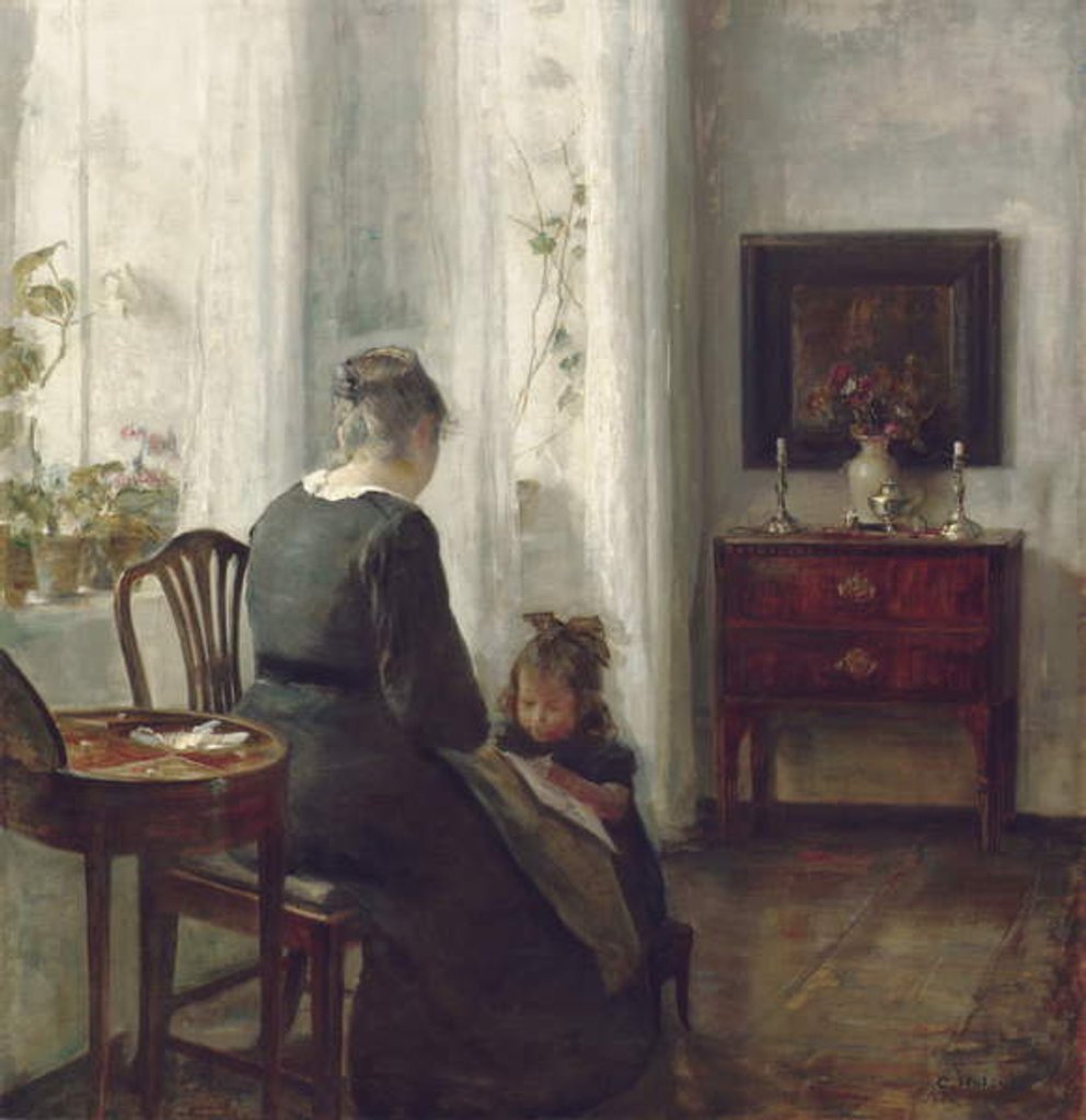 Detail of A Mother and Child in an Interior by Carl Holsoe