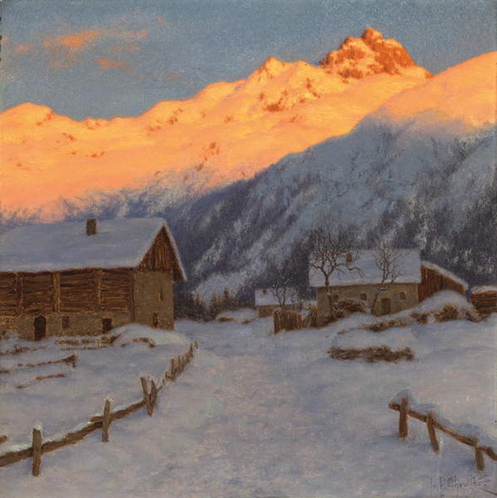 Detail of Evening on the mountain, Haute-Savoie by Ivan Fedorovich Choultse