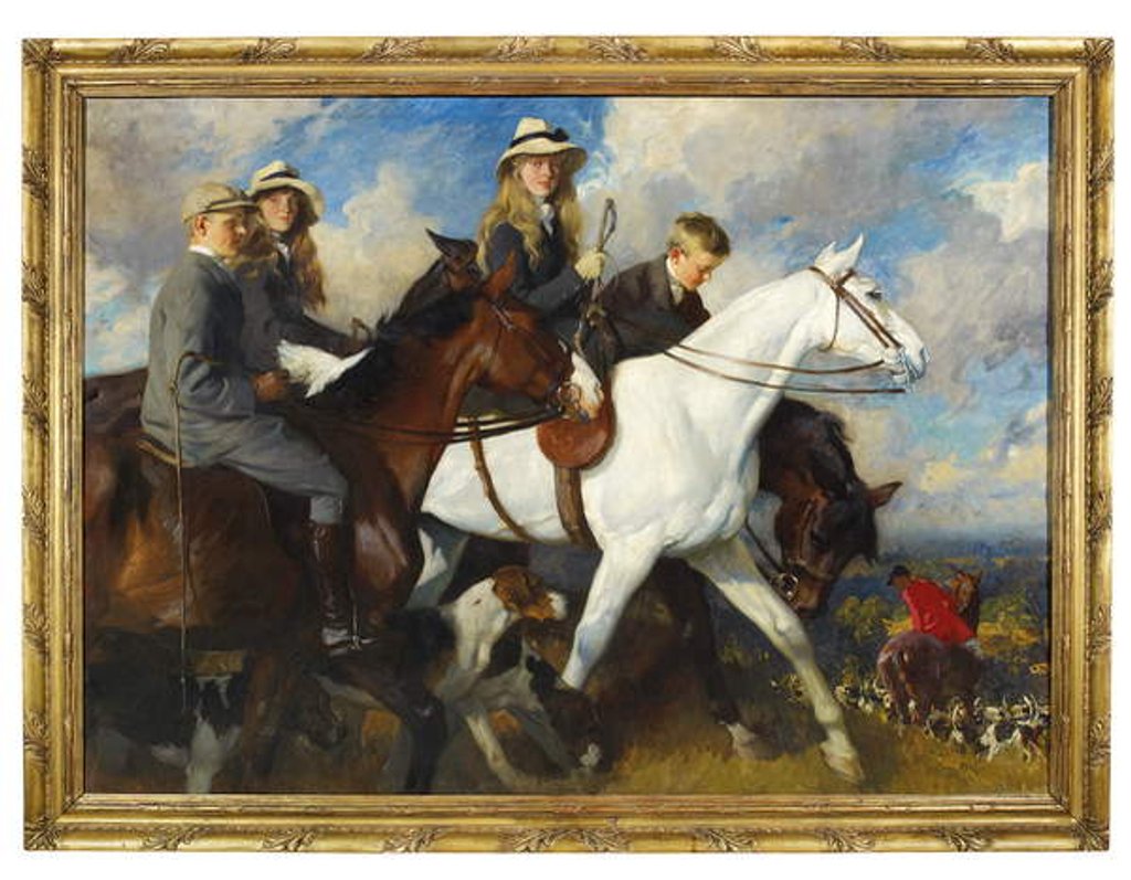 Detail of With the York and Ainsty - The Children of Mr Edward Lycett Green, M.F.H., 1904 by Charles Wellington Furse