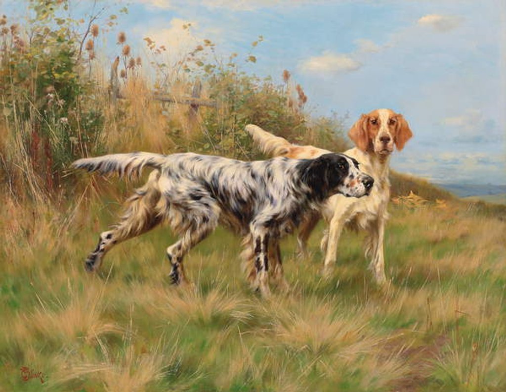 Detail of Two English setters by Thomas Blinks