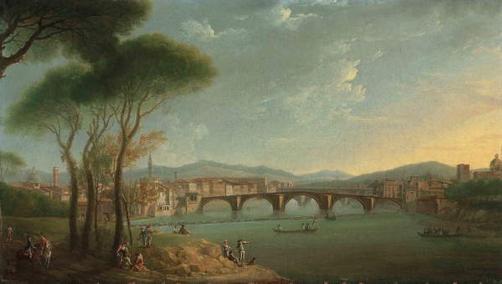 Detail of A view of the Arno, Florence by Thomas Patch