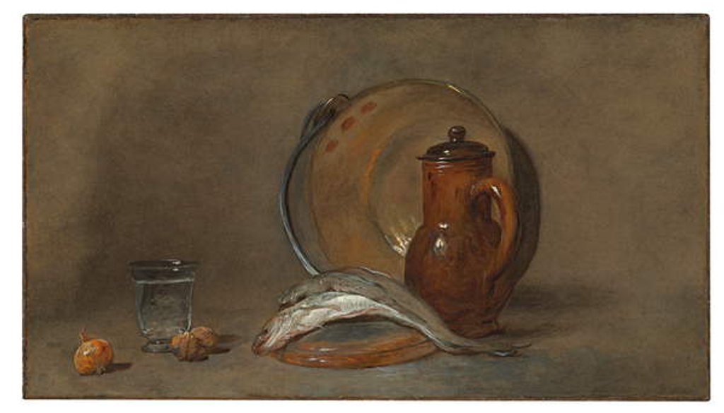 Detail of Still Life with Fish and a Copper Pot by Jean-Baptiste Simeon Chardin