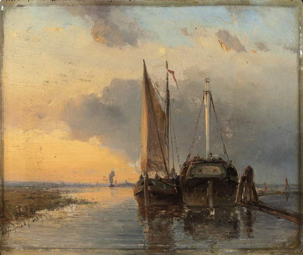 Detail of Harbour on a Dutch river, 1843 by Johan-Barthold Jongkind
