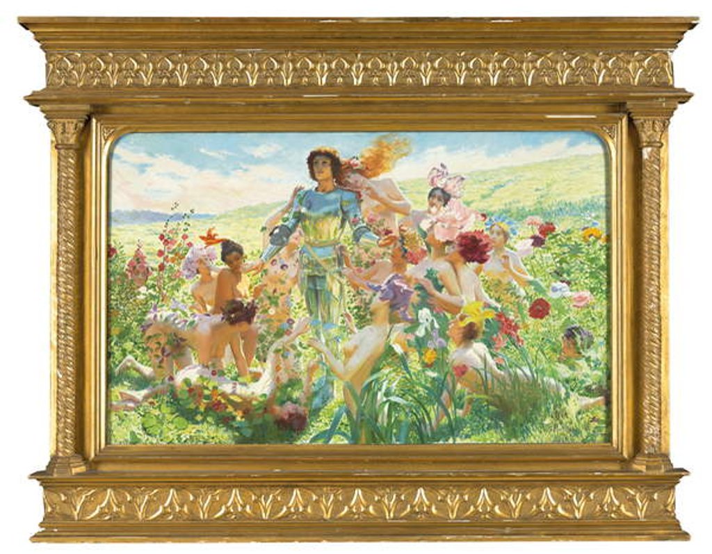 Detail of Le chevalier aux fleurs by Georges Marie Rochegrosse