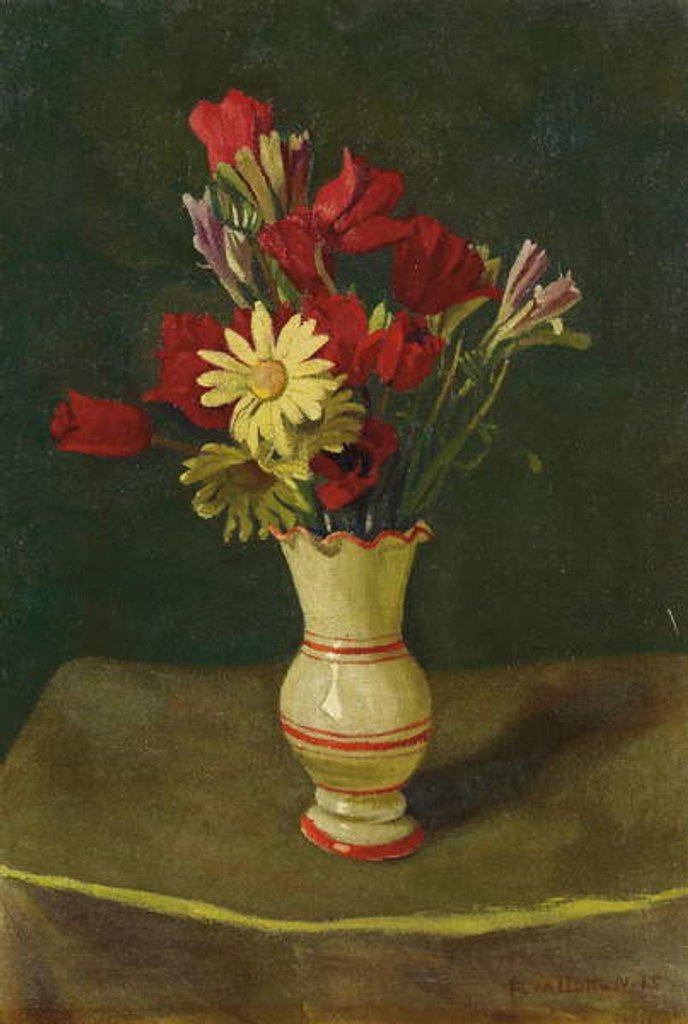 Detail of Yellow daisies, yellow tablecloth, 1915 by Felix Edouard Vallotton