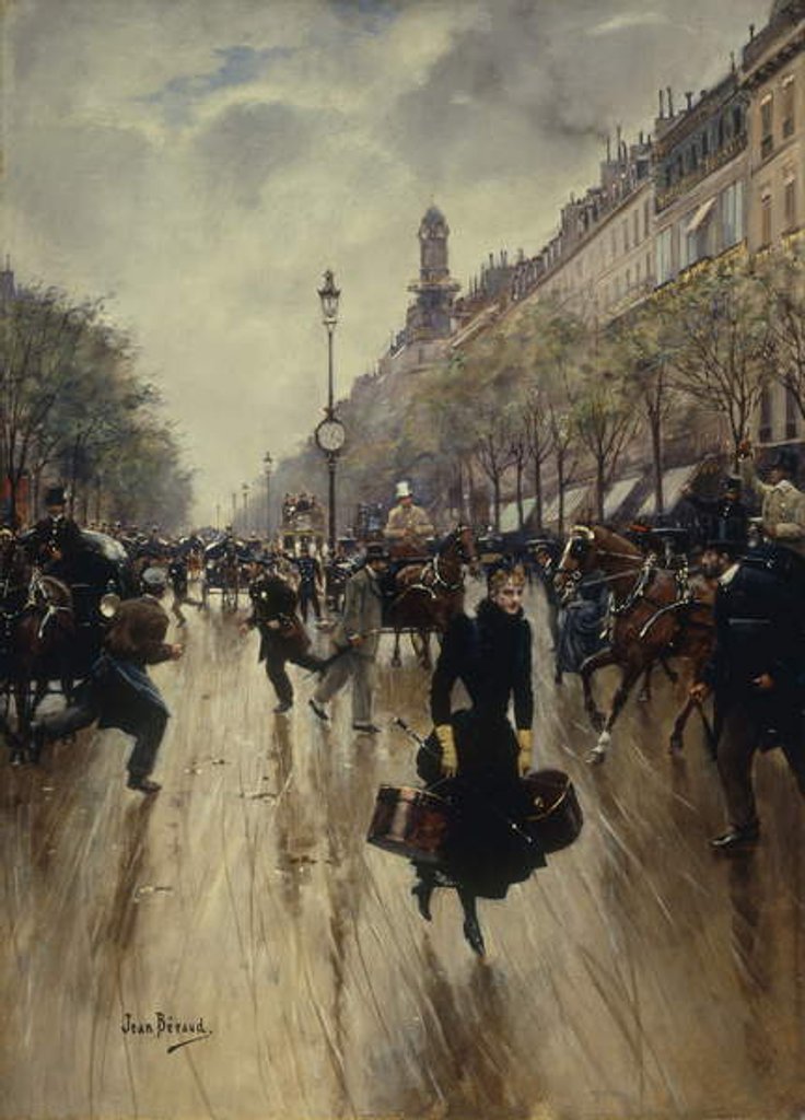 Detail of Four PM at the Carrefour Drouot and the Grand Boulevard, c.1895 by Jean Beraud