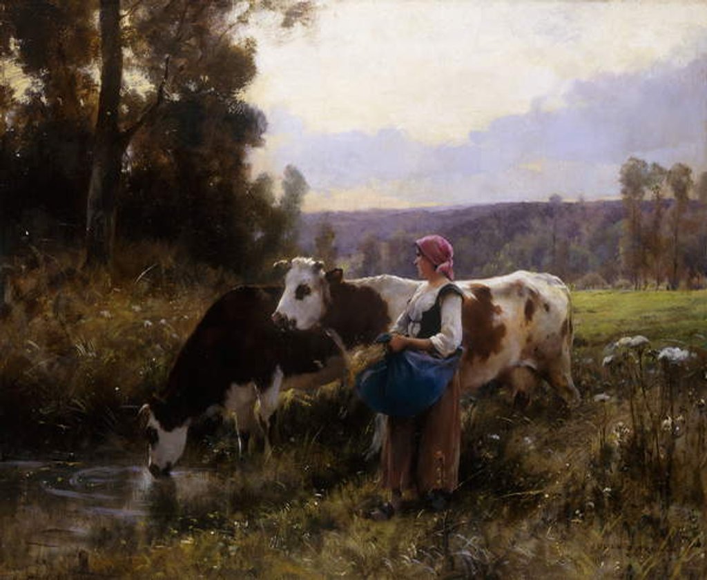 Detail of Cows at the Watering Hole by Julien Dupre