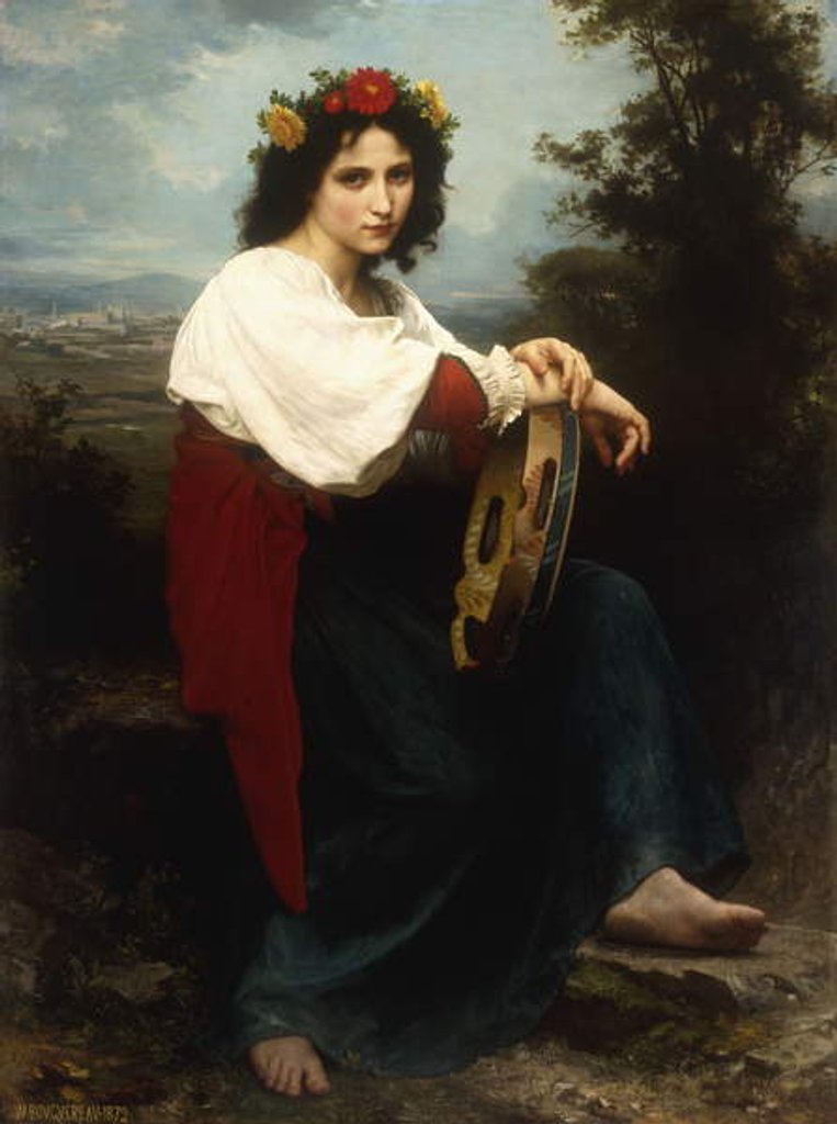 Detail of Italian woman with a tambourine, 1872 by William-Adolphe Bouguereau