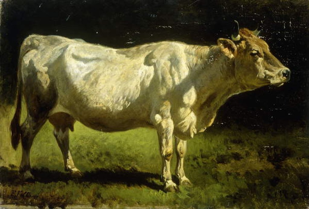 Detail of Cow in a Landscape by Friedrich Johann Voltz