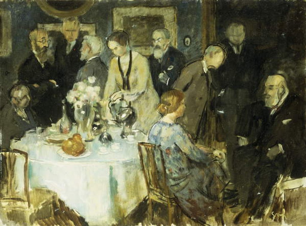 Detail of Figures in an Interior by Jules Alexandre Gruen or Grun