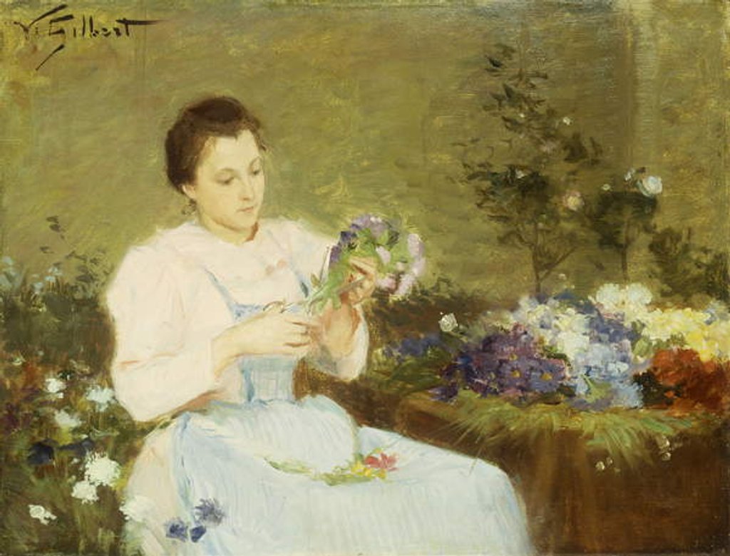 Detail of Arranging flowers for a spring bouquet by Victor Gabriel Gilbert