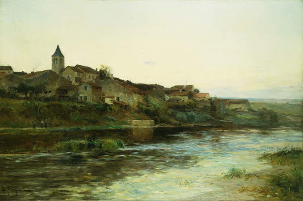 Detail of A French River Town by Edmond Petitjean