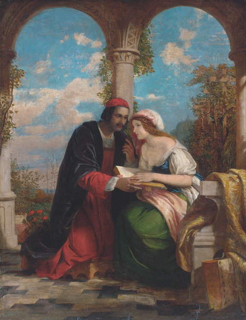 Detail of Abelard and Heloise on a terrace, 19th century by Charles Lock Eastlake