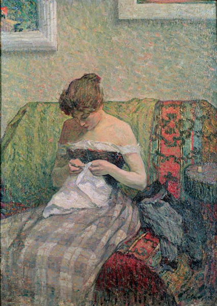 Detail of Woman Sewing by Henri Lebasque