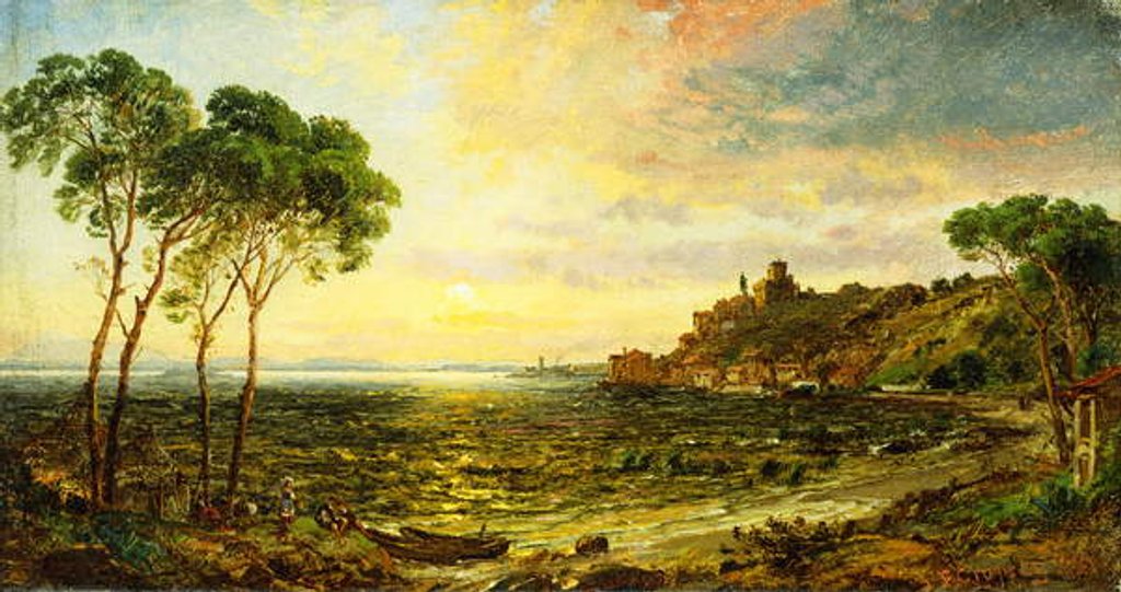 Detail of Sunset over Lake Thrasemine, 1887 by Jasper Francis Cropsey