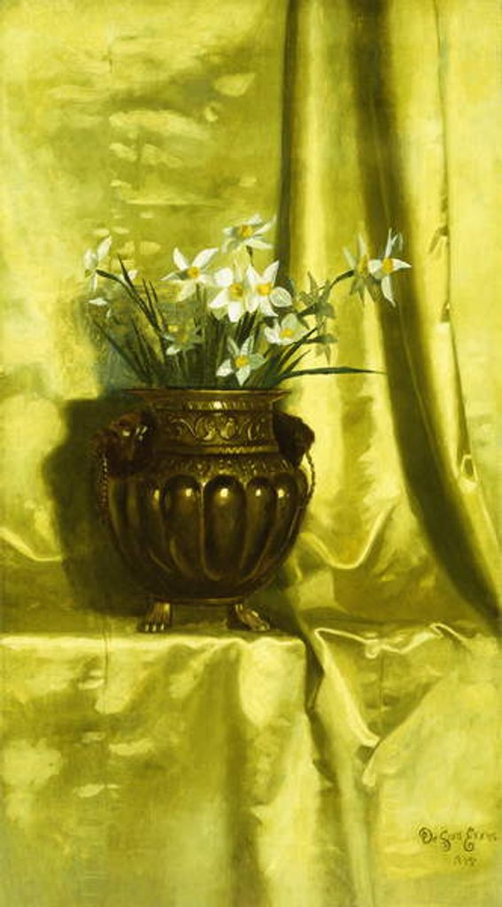 Detail of Narcissus in a Brass Vase by De Scott Evans