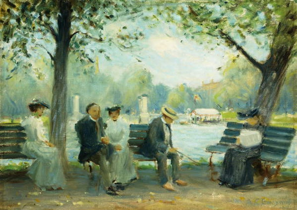 Detail of In the Public Gardens, Boston, 1904 by Arthur Clifton Goodwin