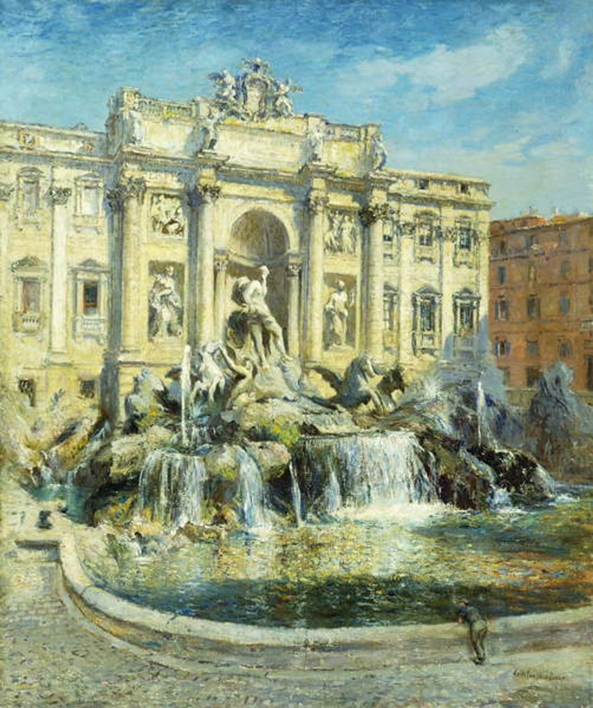 Detail of Trevi Fountain, Rome by Colin Campbell Cooper