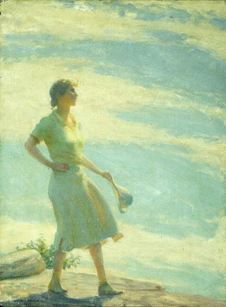 Detail of Walking on the Cliff, 1935 by Charles Courtney Curran