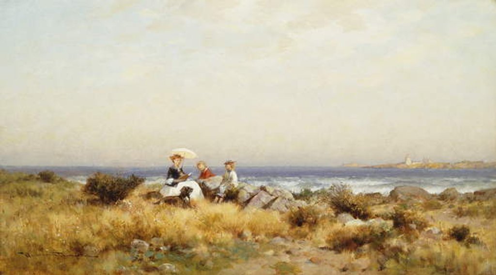 Detail of Reading by the Sea by Alfred Wordsworth Thompson