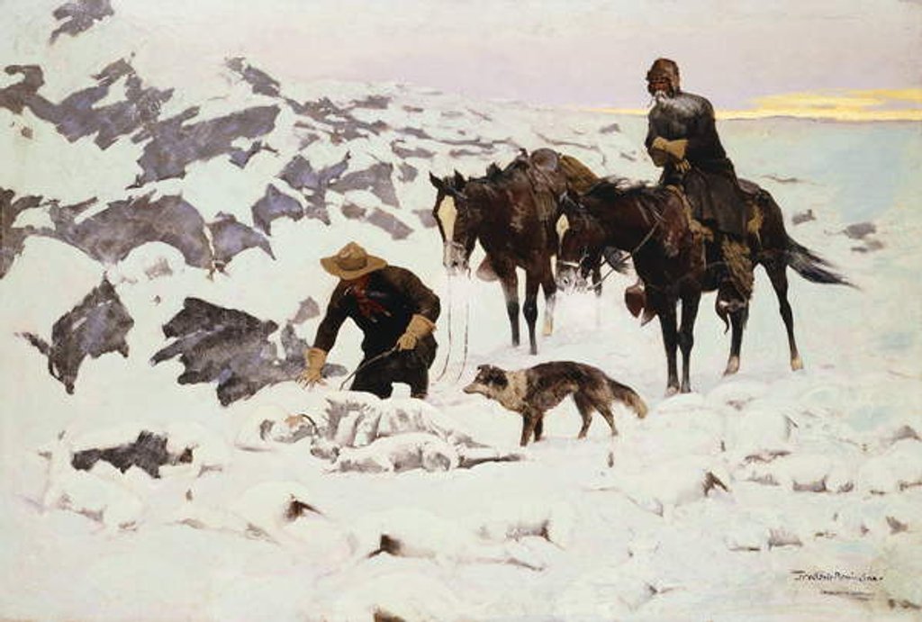 Detail of The Frozen Sheepherder, 1900 by Frederic Remington