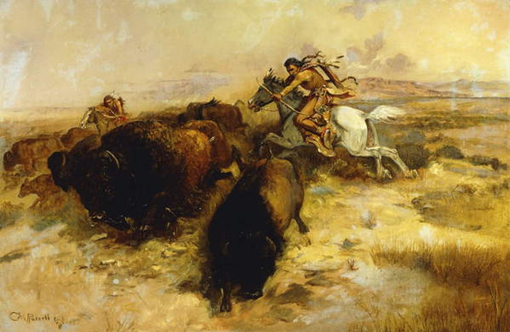 Detail of Buffalo Hunt, 1897 by Charles Marion Russell