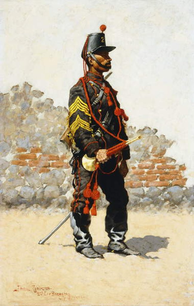 Detail of Bugler of the Cavalry, 1889 by Frederic Remington