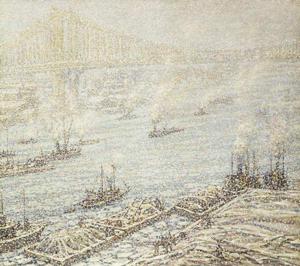 Detail of East River, New York, Winter, c.1915 by F. Usher de Voll