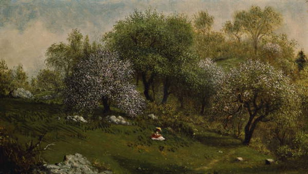 Detail of Girl on a Hillside, Apple Blossoms, 1874 by Martin Johnson Heade
