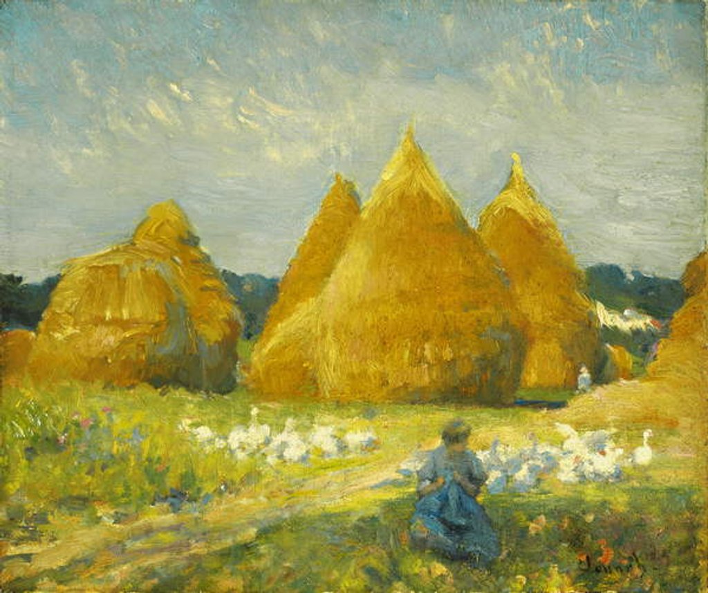 Detail of Gathering Geese, by Robert William Vonnoh