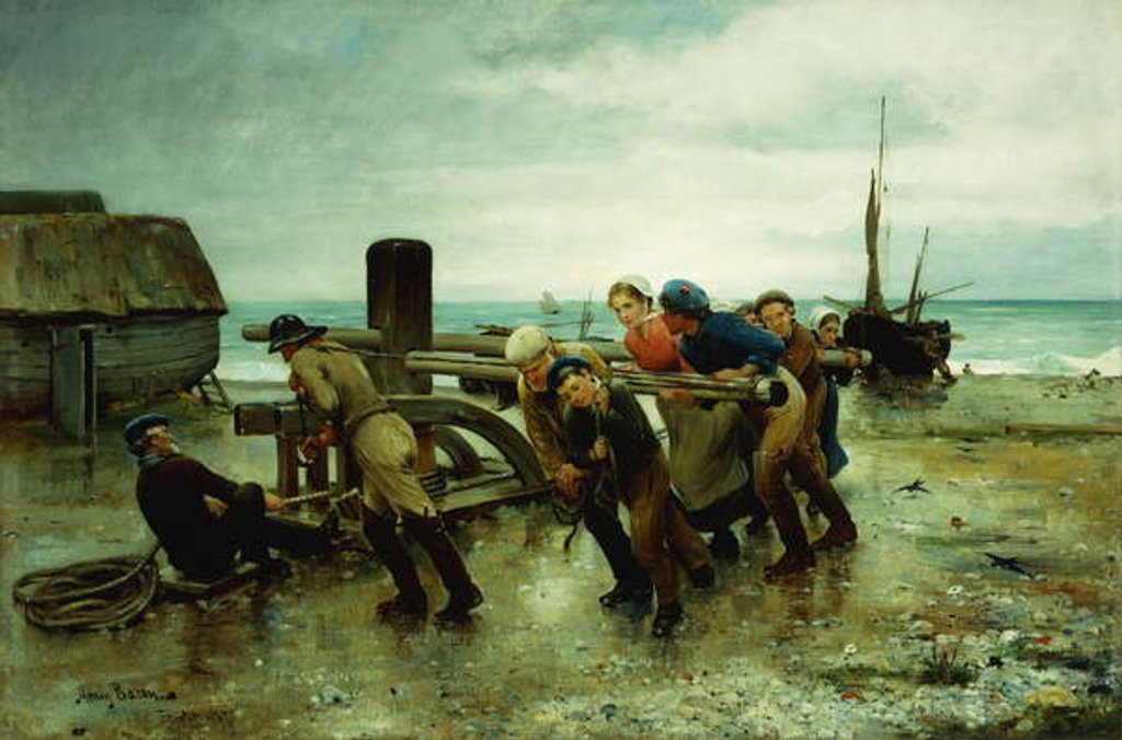 Detail of Hauling a Ship, 1887 by Henry Bacon
