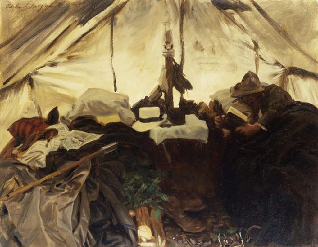 Detail of Inside a Tent in the Canadian Rockies, 1916 by John Singer Sargent