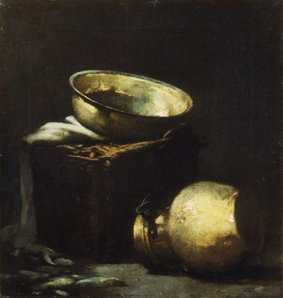Detail of Still Life with Copper Pots and Black Fish, 1894 by Emil Carlsen