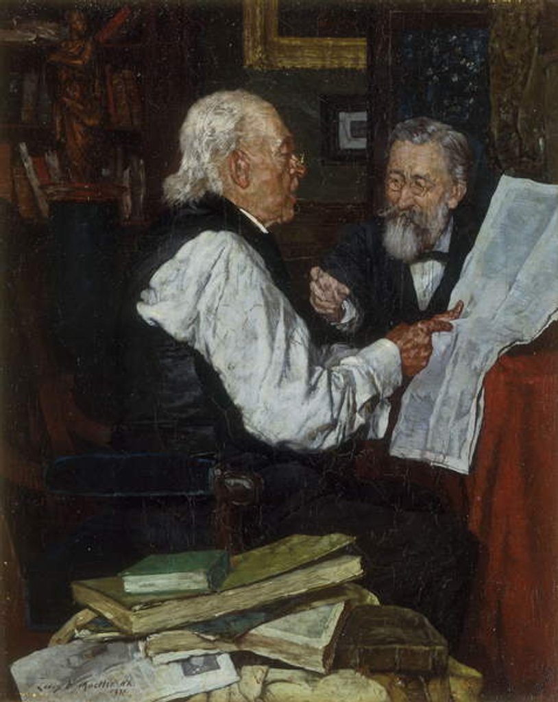 Detail of Discussing the News: The Argument, 1891 by Louis Charles Moeller