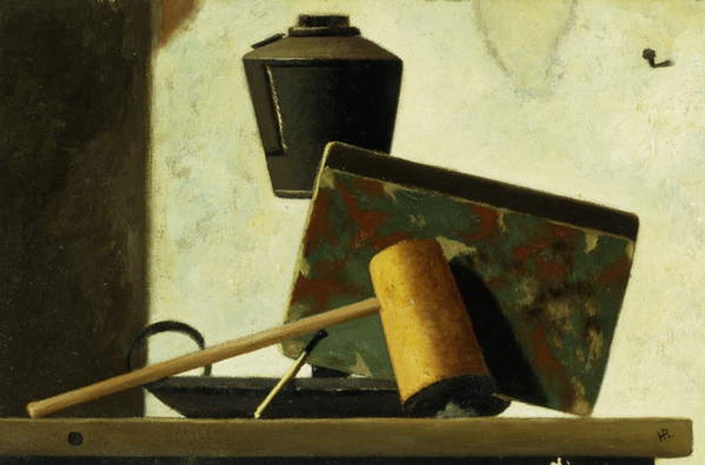 Detail of Still life with Notebook and Pipe by John Frederick Peto