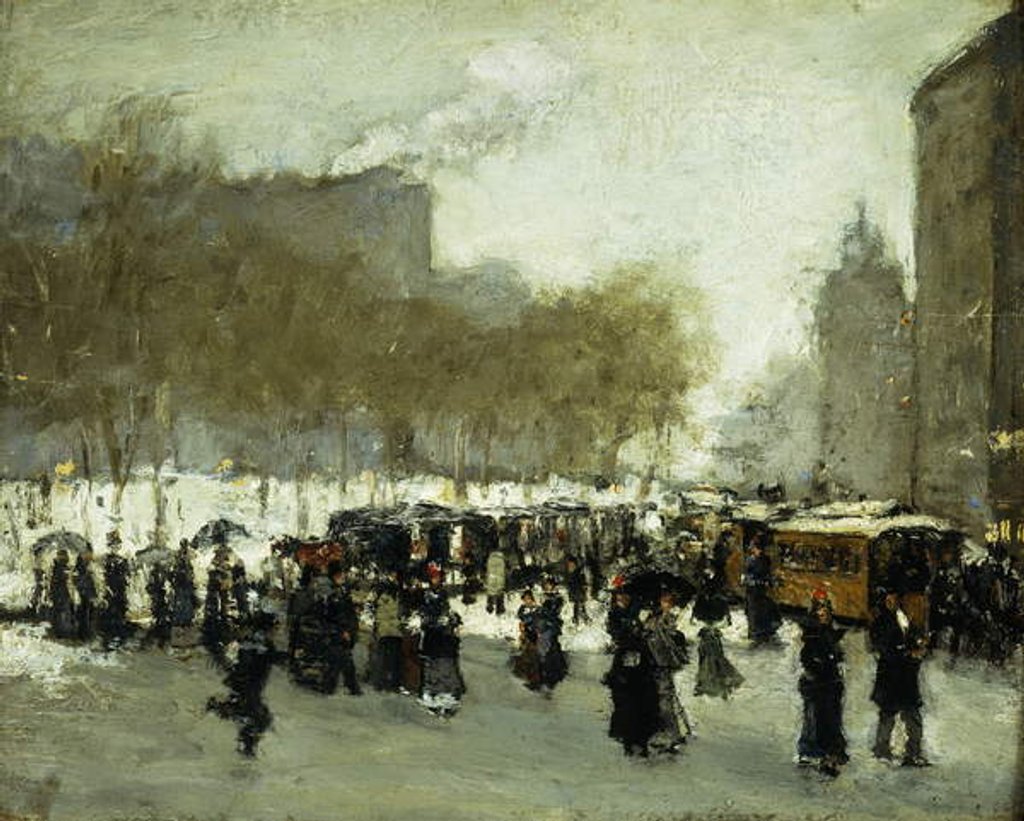 Detail of A Wintry Day in the City by School American
