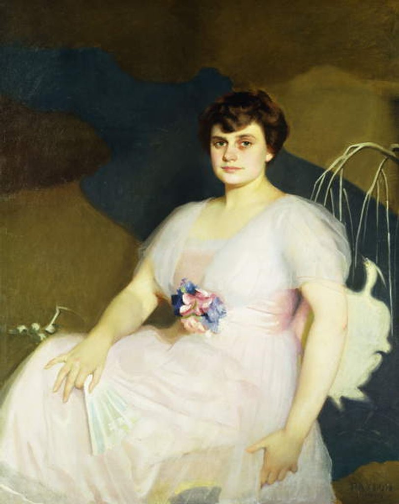Detail of Portrait of Charlotte Parker Milne, 1916 by William McGregor Paxton