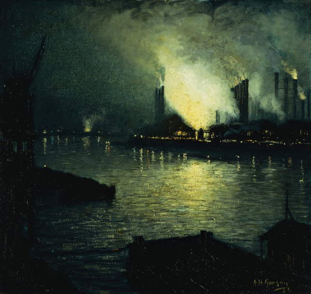 Detail of Steel Mills at Night, 1926 by Aaron Henry Gorson