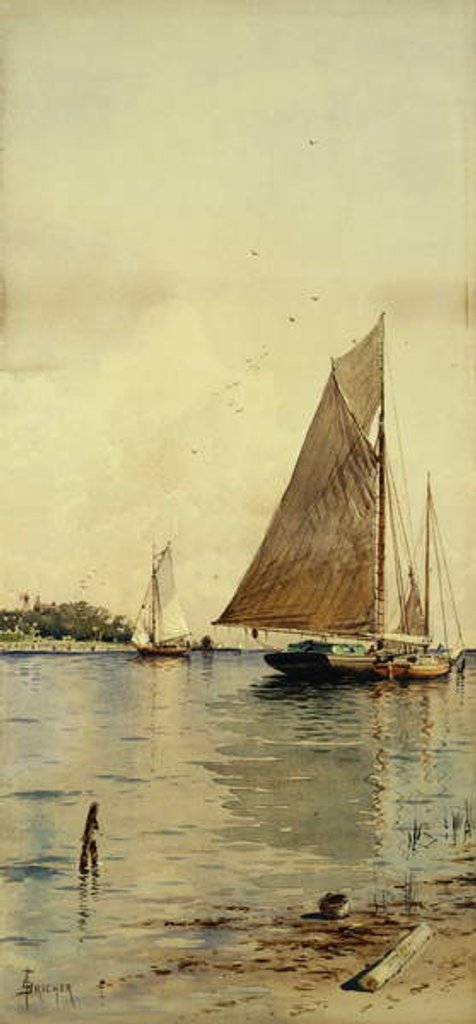 Detail of Drying the Sails, Oyster Boats, Patchogue, Long Island by Alfred Thompson Bricher