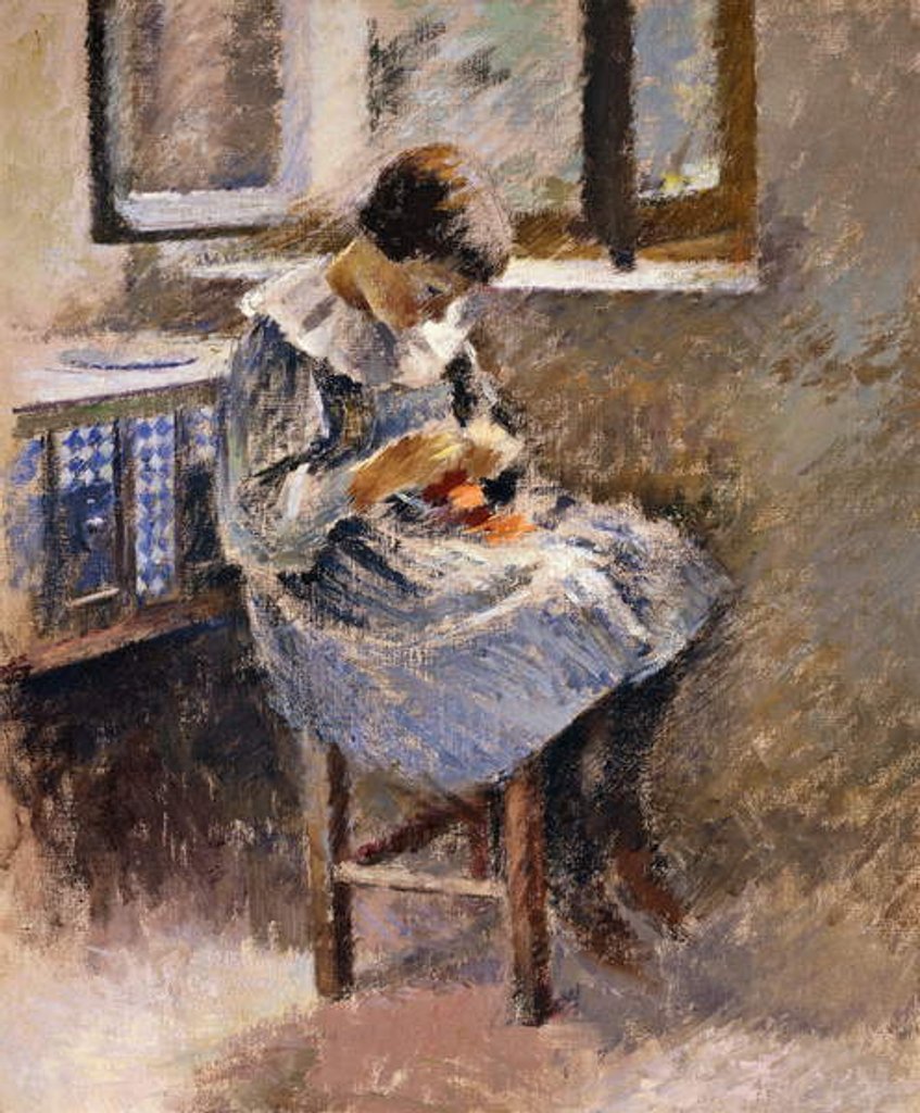Detail of Girl Sewing, c.1886 by Theodore Robinson
