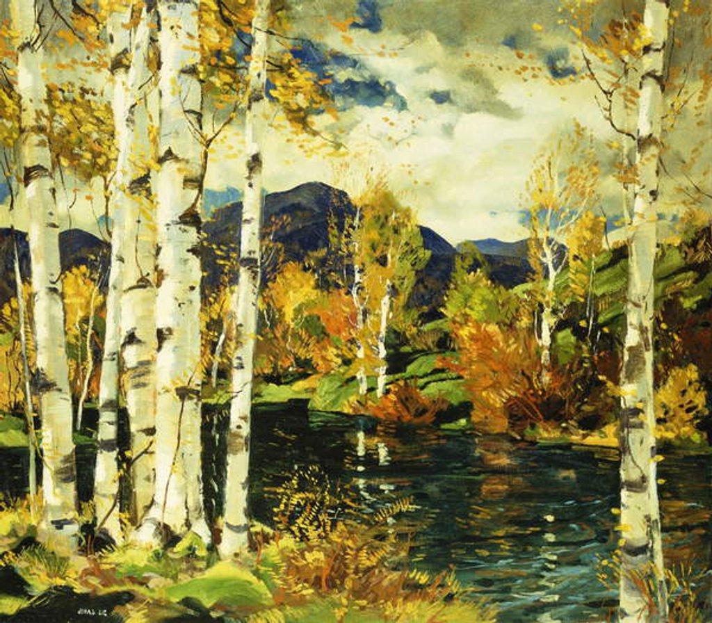 Detail of Birches by Jonas Lie