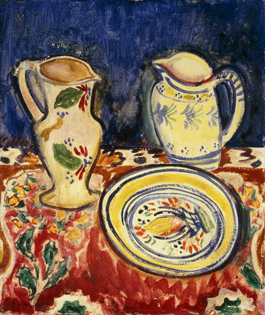 Detail of Still Life with Breton Pottery, by Alfred Henry Maurer