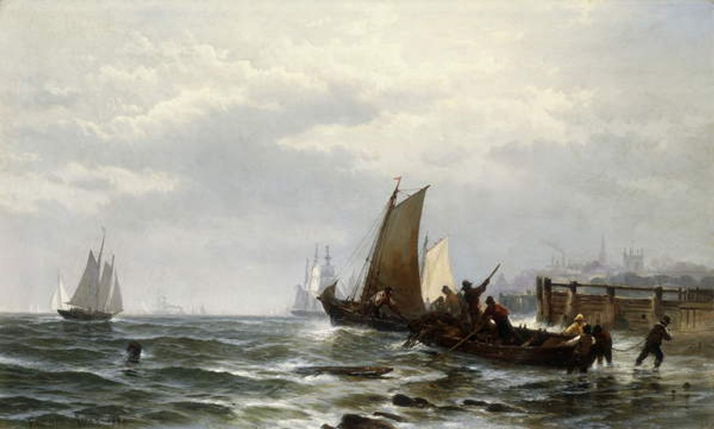 Detail of Newcastle on the Delaware, 1872 by Edward Moran