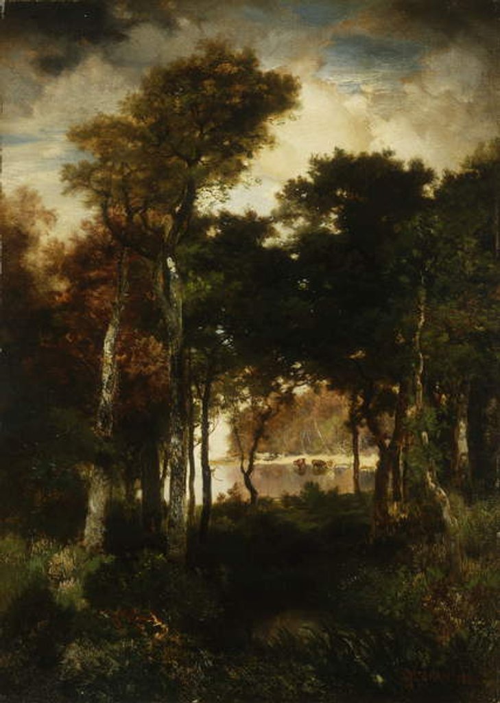 Detail of Woods by a River, 1886 by Thomas Moran