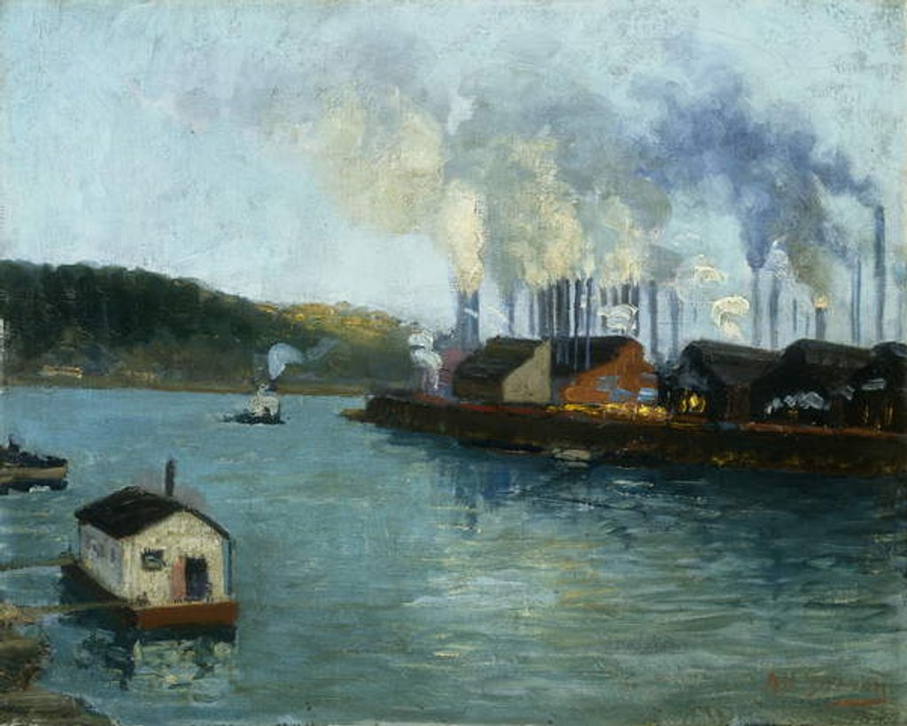 Detail of Harbor Scene by Aaron Henry Gorson