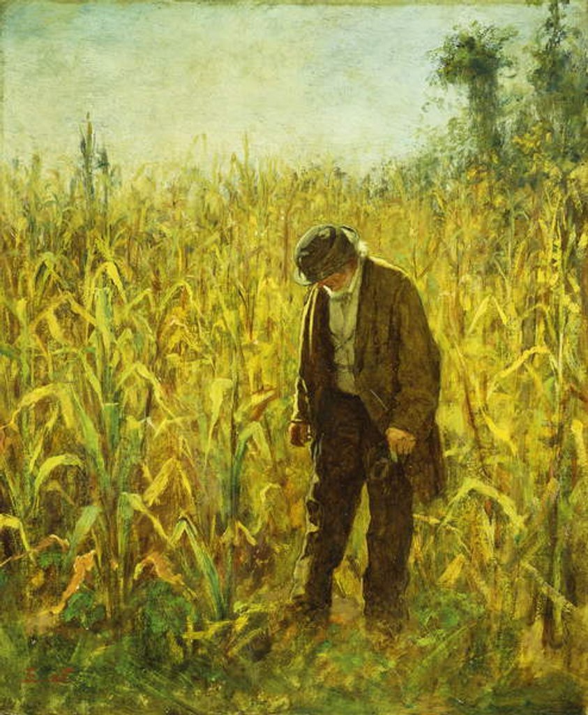 Detail of Man in a Cornfield by Eastman Johnson