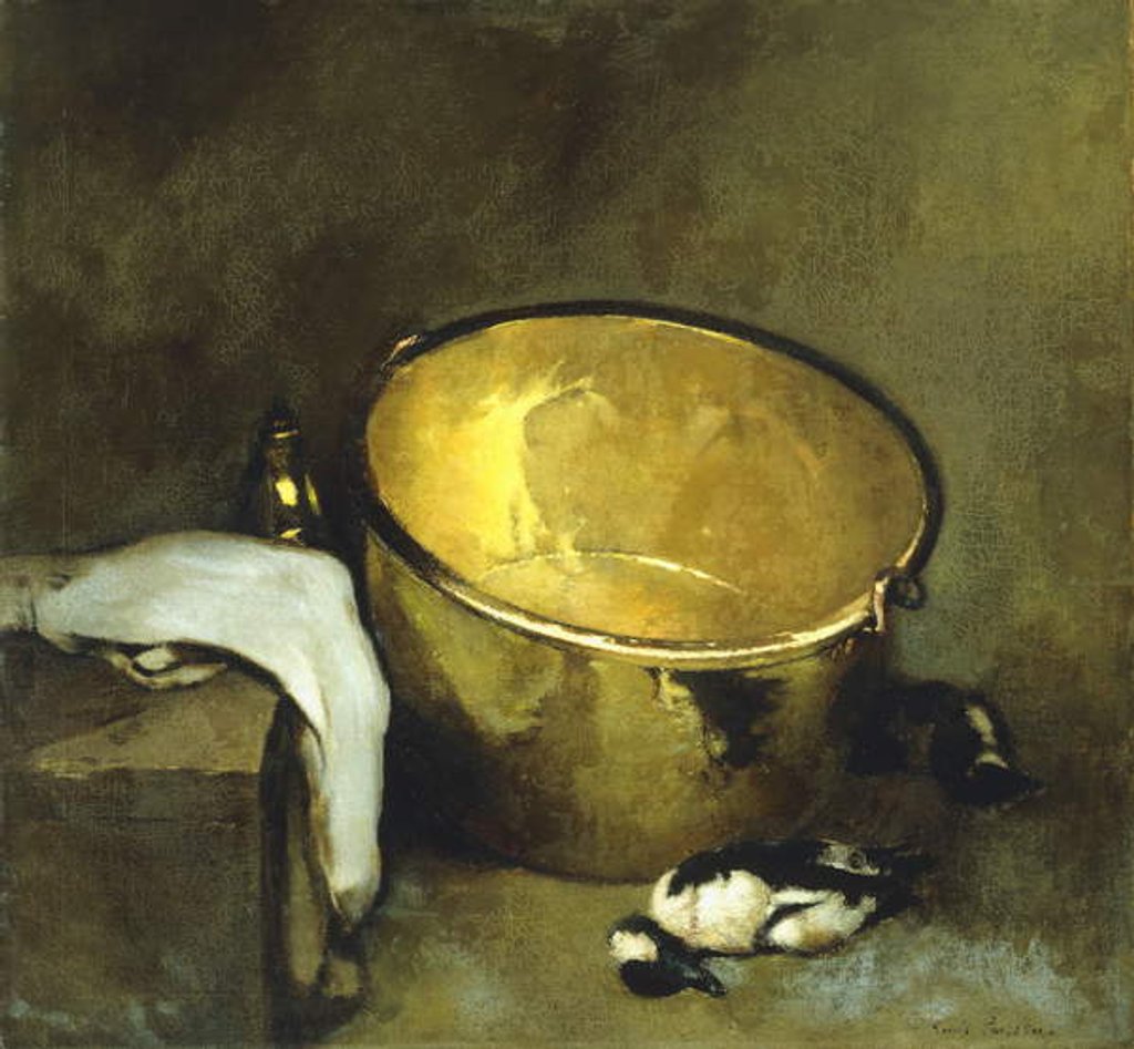 Detail of Still Life with Brass Pot by Emil Carlsen
