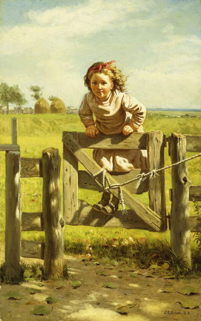 Detail of Young Girl Swinging on a Gate by John George Brown